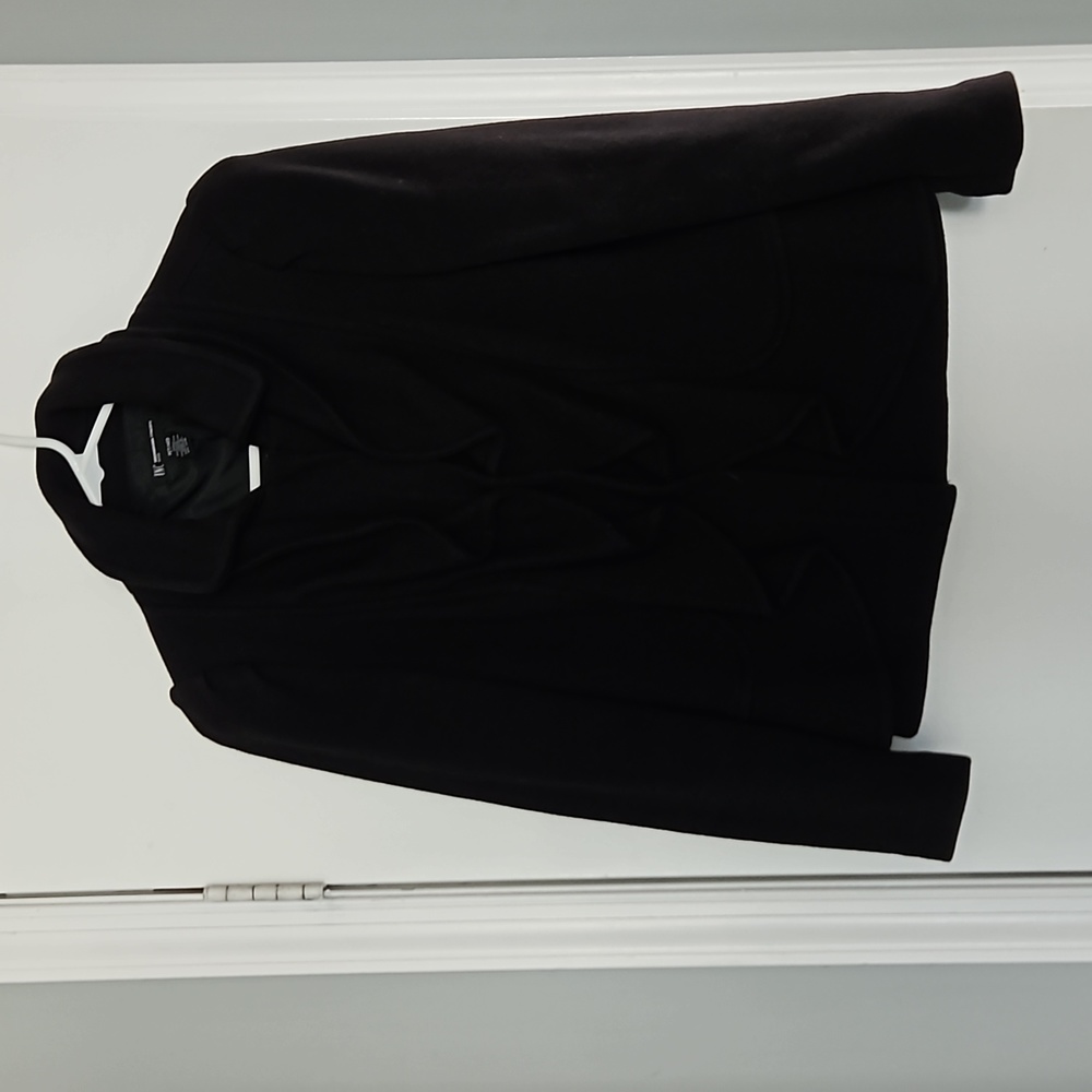 Inc ruffle black coat